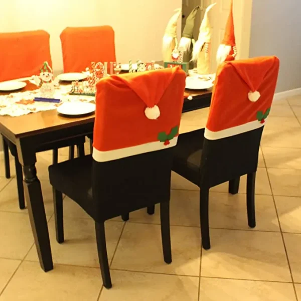 4pcs Santa Hat Chair Covers And 2pcs Handle Covers 7 4pcs Santa Hat Chair Covers And 2pcs Handle Covers - Image 5
