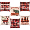 6pcs Buffalo Plaid Pillow Covers Tree And Reindeer