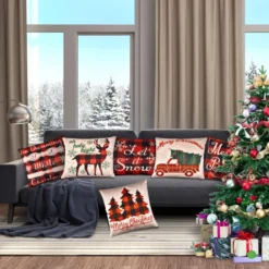 6pcs Buffalo Plaid Pillow Covers Tree And Reindeer 11 6pcs Buffalo Plaid Pillow Covers Tree And Reindeer -Christmas Decorations Store 6Pcs Christmas Buffalo Pillow Covers 4 result 600x600 1