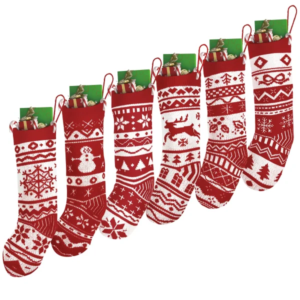 6pcs Christmas Knit Stocking Decoration 3 6pcs Christmas Knit Stocking Decoration