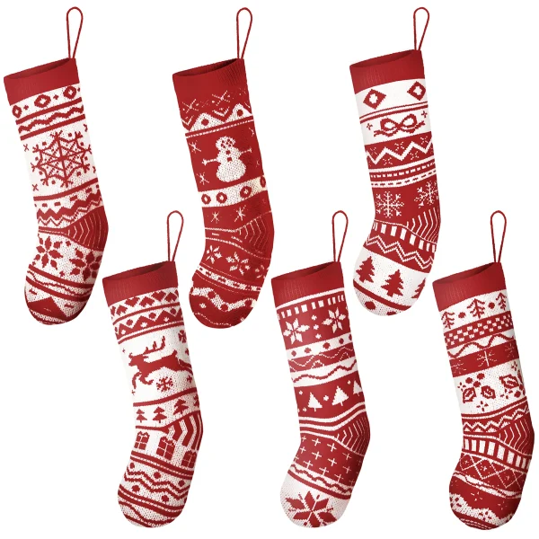 6pcs Christmas Knit Stocking Decoration 6 6pcs Christmas Knit Stocking Decoration - Image 4