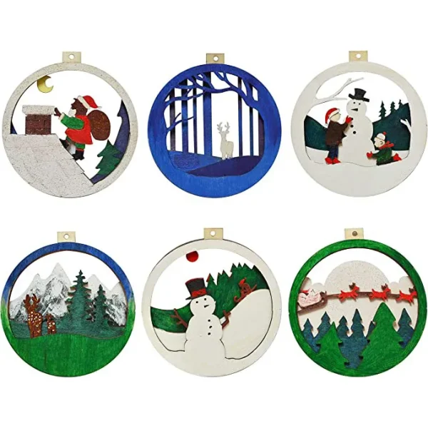 6pcs DIY Wooden Christmas Ornaments 7 6pcs DIY Wooden Christmas Ornaments - Image 5