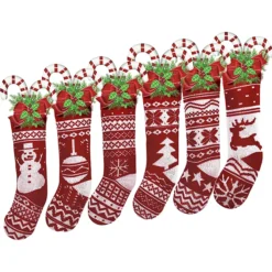6pcs Knit Christmas Stockings Decoration -Christmas Decorations Store 6Pcs Knit Christmas Stockings 2 2