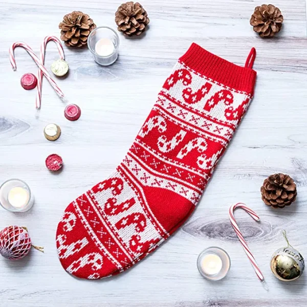 6pcs Christmas Knit Stockings Decorations 6 6pcs Christmas Knit Stockings Decorations - Image 4
