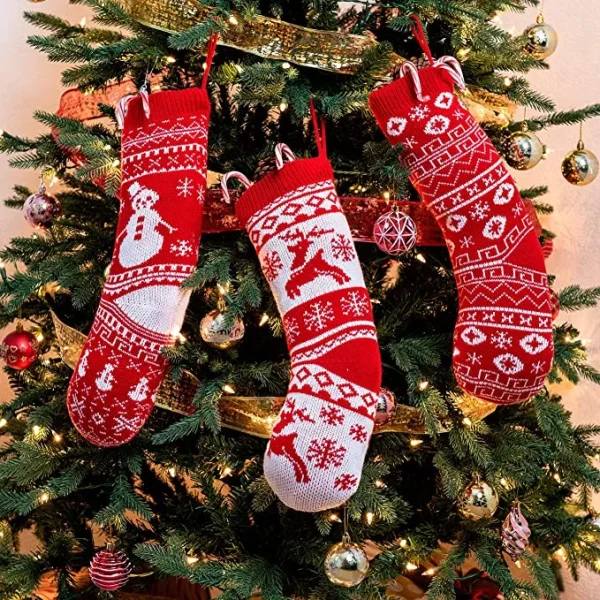 6pcs Christmas Knit Stockings Decorations 3 6pcs Christmas Knit Stockings Decorations
