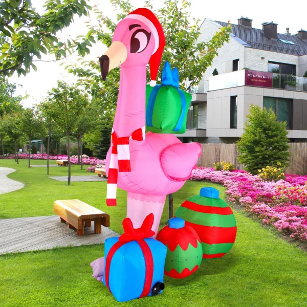 6ft Christmas Flamingo With Gift Boxes 5 6ft Christmas Flamingo With Gift Boxes - Image 3