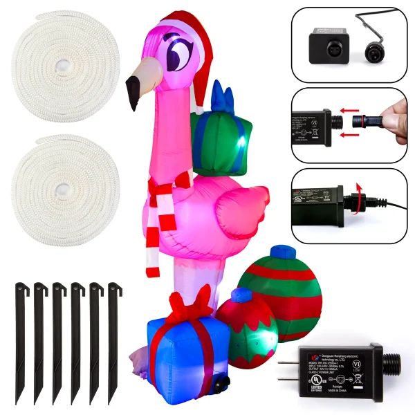 6ft Christmas Flamingo With Gift Boxes 6 6ft Christmas Flamingo With Gift Boxes - Image 4