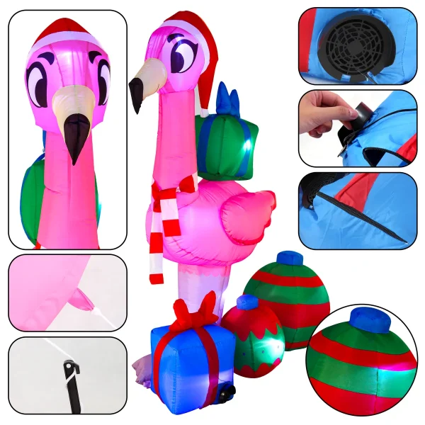 6ft Christmas Flamingo With Gift Boxes 7 6ft Christmas Flamingo With Gift Boxes - Image 5