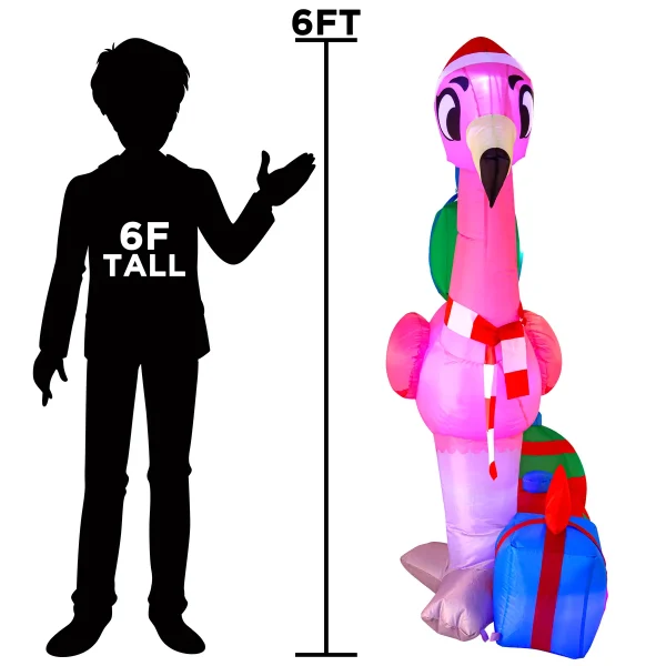 6ft Christmas Flamingo With Gift Boxes 8 6ft Christmas Flamingo With Gift Boxes - Image 6