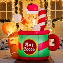 6ft Inflatable Gingerbread Man In Hot Cocoa Mug -Christmas Decorations Store 6ft Inflatable Gingerbread Man in Hot Cocoa Mug 2 600x600 1