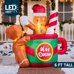6ft Inflatable Gingerbread Man In Hot Cocoa Mug -Christmas Decorations Store 6ft Inflatable Gingerbread Man in Hot Cocoa Mug 3 600x600 1