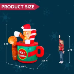 6ft Inflatable Gingerbread Man In Hot Cocoa Mug -Christmas Decorations Store 6ft Inflatable Gingerbread Man in Hot Cocoa Mug 4 600x600 1