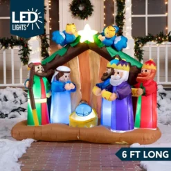 6ft Inflatable LED Nativity Scene With Angels 9 6ft Inflatable LED Nativity Scene With Angels -Christmas Decorations Store 6ft Inflatable LED Nativity Scene with Angels 1 1 600x600 1