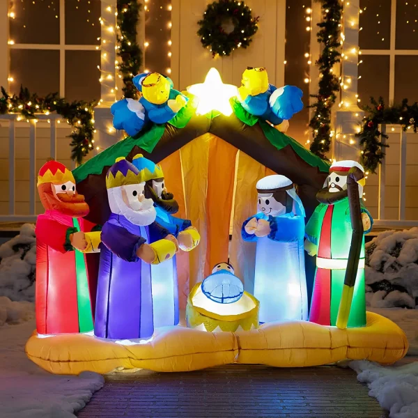 6ft Inflatable LED Nativity Scene With Angels 6 6ft Inflatable LED Nativity Scene With Angels - Image 4