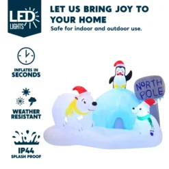 6ft Inflatable LED North Pole With Polar Bears -Christmas Decorations Store 6ft Inflatable LED North Pole with Polar Bears 3 600x600 1