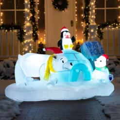 6ft Inflatable LED North Pole With Polar Bears -Christmas Decorations Store 6ft Inflatable LED North Pole with Polar Bears 4 600x600 1
