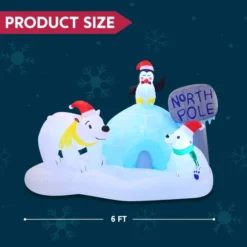 6ft Inflatable LED North Pole With Polar Bears -Christmas Decorations Store 6ft Inflatable LED North Pole with Polar Bears 5 600x600 1