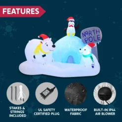 6ft Inflatable LED North Pole With Polar Bears -Christmas Decorations Store 6ft Inflatable LED North Pole with Polar Bears 6 600x600 1