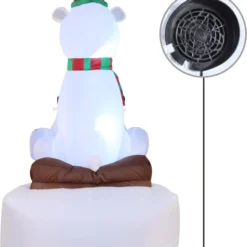 6ft Inflatable LED Polar Bear Sledding With A Penguin -Christmas Decorations Store 6ft Inflatable LED Polar Bear Sledding with a Penguin 4 result 600x753 1