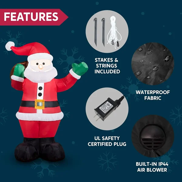 6ft Inflatable LED Santa Carry Gift Bag 8 6ft Inflatable LED Santa Carry Gift Bag - Image 6