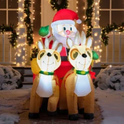 6ft Inflatable LED Santa Claus On Sleigh Decoration -Christmas Decorations Store 6ft Inflatable LED Santa Claus on Sleigh Decoration 2 1 600x600 1