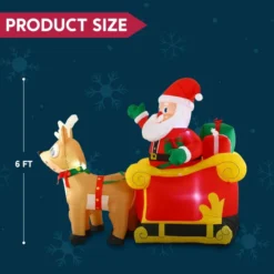6ft Inflatable LED Santa Claus On Sleigh Decoration -Christmas Decorations Store 6ft Inflatable LED Santa Claus on Sleigh Decoration 6 600x600 1