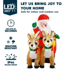 6ft Inflatable LED Santa Claus On Sleigh Decoration -Christmas Decorations Store 6ft Inflatable LED Santa Claus on Sleigh Decoration 7 600x600 1