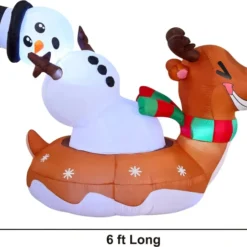 6ft Inflatable LED Snowman On Reindeer Snow Tube 10 6ft Inflatable LED Snowman On Reindeer Snow Tube -Christmas Decorations Store 6ft Inflatable LED Snowman on Reindeer Snow Tube 3 result 1 600x516 1