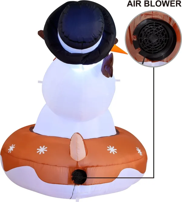 6ft Inflatable LED Snowman On Reindeer Snow Tube 6 6ft Inflatable LED Snowman On Reindeer Snow Tube - Image 4