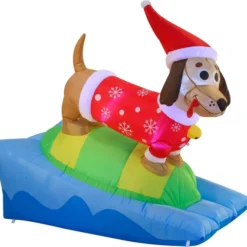 6ft Inflatable LED Inflatable Weiner Dog Snowboarding -Christmas Decorations Store 6ft Inflatable LED inflatable Weiner Dog Snowboarding 2 result 600x569 1