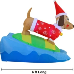 6ft Inflatable LED Inflatable Weiner Dog Snowboarding -Christmas Decorations Store 6ft Inflatable LED inflatable Weiner Dog Snowboarding 3 result 600x596 1