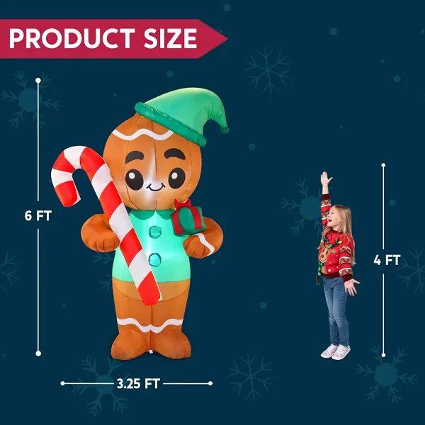6ft LED Ginger Man Christmas Decoration Inflatable 7 6ft LED Ginger Man Christmas Decoration Inflatable - Image 5