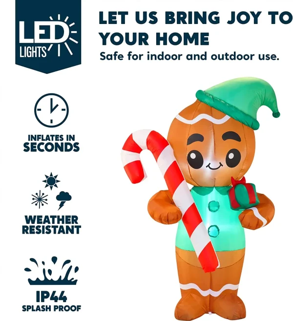 6ft LED Ginger Man Christmas Decoration Inflatable 5 6ft LED Ginger Man Christmas Decoration Inflatable - Image 3
