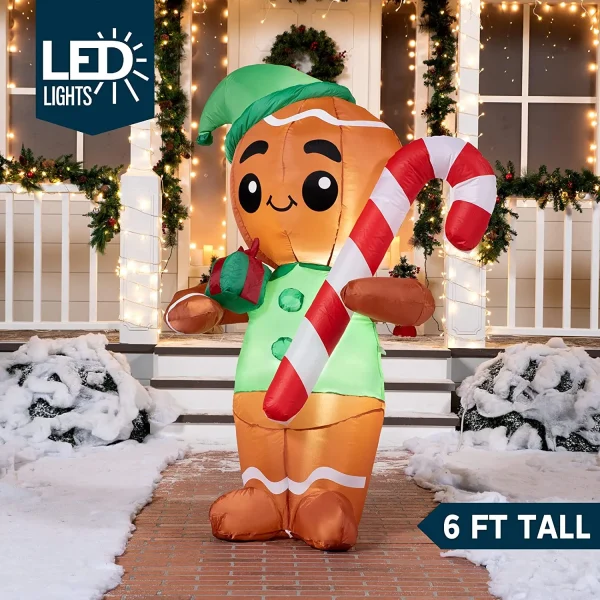 6ft LED Ginger Man Christmas Decoration Inflatable 4 6ft LED Ginger Man Christmas Decoration Inflatable - Image 2