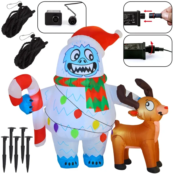 6ft LED Inflatable Yeti Christmas Decoration 8 6ft LED Inflatable Yeti Christmas Decoration - Image 6