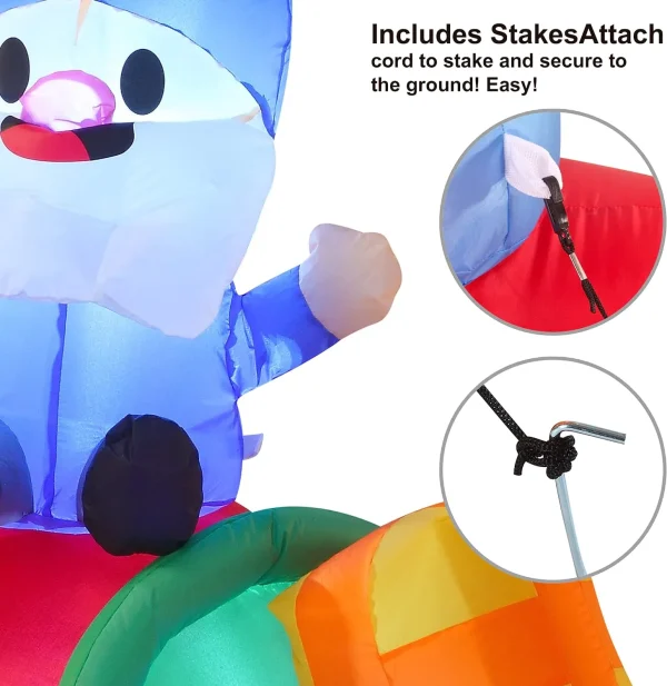 6ft LED Long Christmas 3 Gnome Inflatable With Gift Bags 6 6ft LED Long Christmas 3 Gnome Inflatable With Gift Bags - Image 4