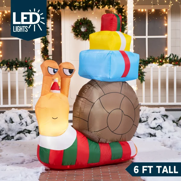 6ft Inflatable LED Snail With A Stack Of Gifts 4 6ft Inflatable LED Snail With A Stack Of Gifts - Image 2