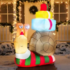 6ft Inflatable LED Snail With A Stack Of Gifts 11 6ft Inflatable LED Snail With A Stack Of Gifts -Christmas Decorations Store 6ft Large Cute Snail with a Stack of Gifts Inflatable 4 600x600 1