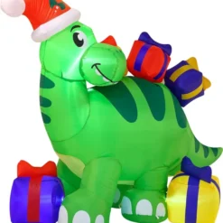 6ft Tall LED Christmas Inflatable Dinosaur -Christmas Decorations Store 6ft Long Inflatable Brachiosaurus Carrying Gifts with Build in LEDs 4 result 1 600x661 1