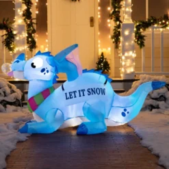 6ft Long LED Blue Dragon With Snowflake Decoration -Christmas Decorations Store 6ft Long LED Blue Dragon with Snowflake Decoration 600x600 1
