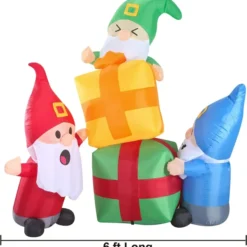 6ft Long LED 3 Christmas Gnome Inflatable -Christmas Decorations Store 6ft Long LED Christmas Gnome Inflatable 3 result 600x631 1