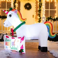 6ft Long LED Inflatable Unicorn Christmas Decoration -Christmas Decorations Store 6ft Long LED Inflatable Unicorn Christmas Decoration 4 600x600 1