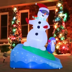 6ft Tall Inflatable Snowman Snowboarding