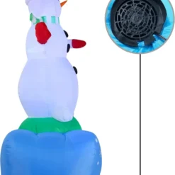 6ft Tall Inflatable Snowman Snowboarding -Christmas Decorations Store 6ft Snowboarding Snowman with A Penguin Inflatable 4 result 600x838 1