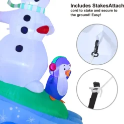 6ft Tall Inflatable Snowman Snowboarding -Christmas Decorations Store 6ft Snowboarding Snowman with A Penguin Inflatable 6 result 600x607 1