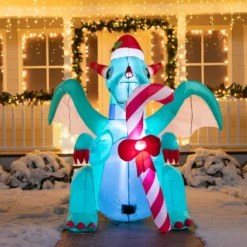 6ft Tall LED Christmas Green Inflatable Dragon 11 6ft Tall LED Christmas Green Inflatable Dragon -Christmas Decorations Store 6ft Tall LED Christmas Green Inflatable Dragon 4 2 600x600 1