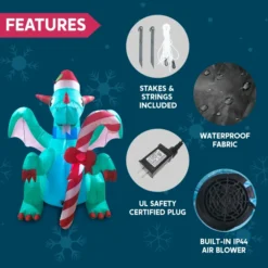 6ft Tall LED Christmas Green Inflatable Dragon 13 6ft Tall LED Christmas Green Inflatable Dragon -Christmas Decorations Store 6ft Tall LED Christmas Green Inflatable Dragon 6 1 600x600 1