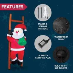 6ft Tall LED Inflatable Climbing Santa Decoration -Christmas Decorations Store 6ft Tall LED Inflatable Climbing Santa Decoration 2 3 600x600 1
