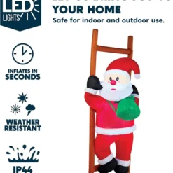 6ft Tall LED Inflatable Climbing Santa Decoration -Christmas Decorations Store 6ft Tall LED Inflatable Climbing Santa Decoration 5 600x702 1