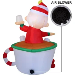 6ft Tall LED Inflatable Elf Mug 11 6ft Tall LED Inflatable Elf Mug -Christmas Decorations Store 6ft Tall LED Inflatable Elf Mug 3